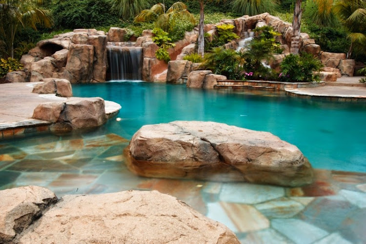 Pergola, waterfall, and landscaping work at Rose Park